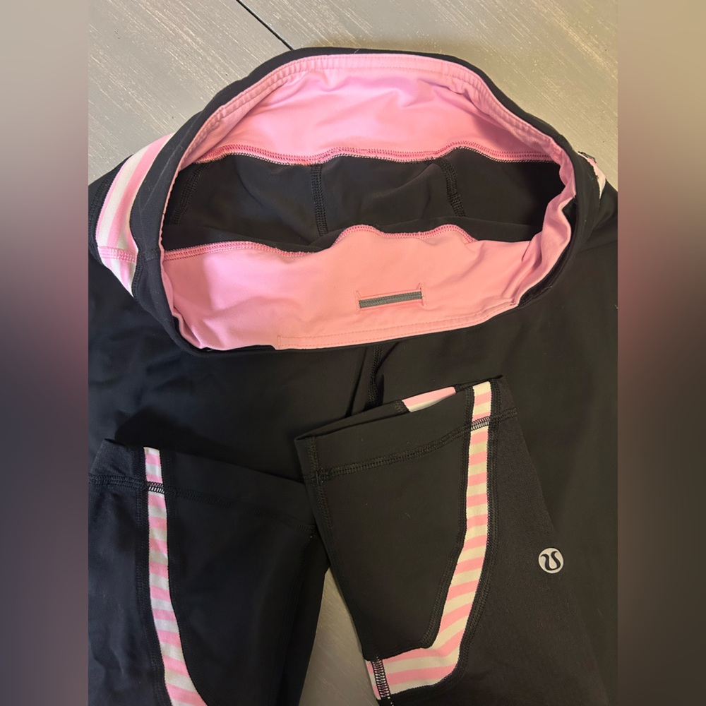 Lululemon Black and Pink Athletic Leggings, Size 6